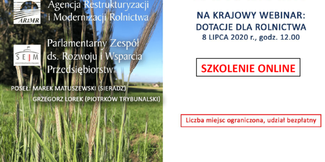 Obrazek wyróżniający - Wszystko o dotacjach dla rolnictwa – szkolenie on-line.