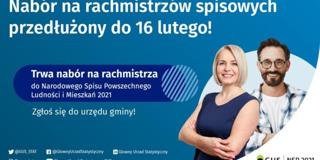 Nabór na rachmistrzów spisowych przedłużony do 16 lutego br.