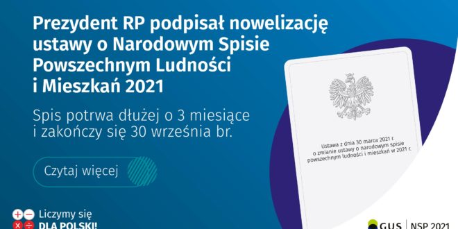 Obrazek wyróżniający - Prezydent RP podpisał nowelizację ustawy o Narodowym Spisie Powszechnym Ludności i Mieszkań 2021